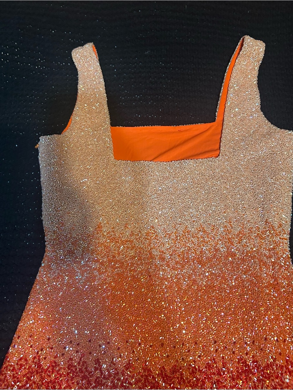 Clio Peppiat Sparkling Ombre Mini Dress in Red Orange - Picture 9 of 11